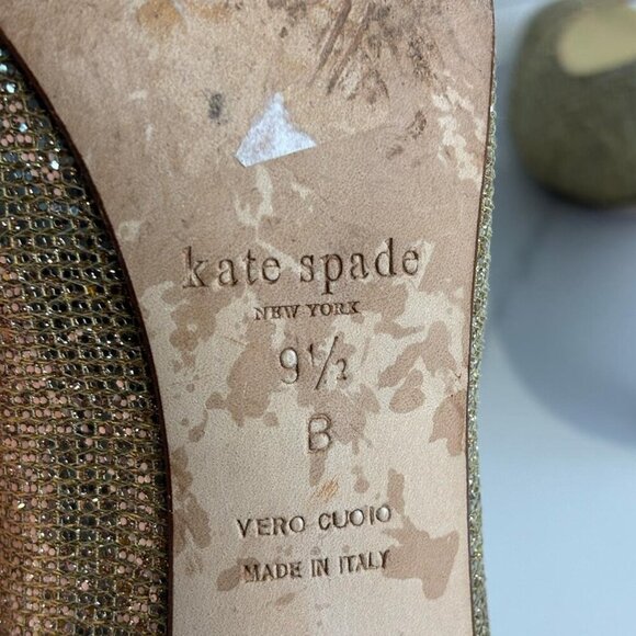 Kate Spade Women Glitter Effect Cross Strap Sequin High Heels Shoes Gold Size 8 - Picture 6 of 11